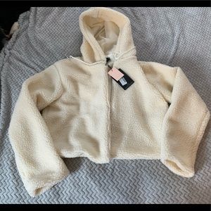Pretty little thing fuzzy zip up jacket size 14